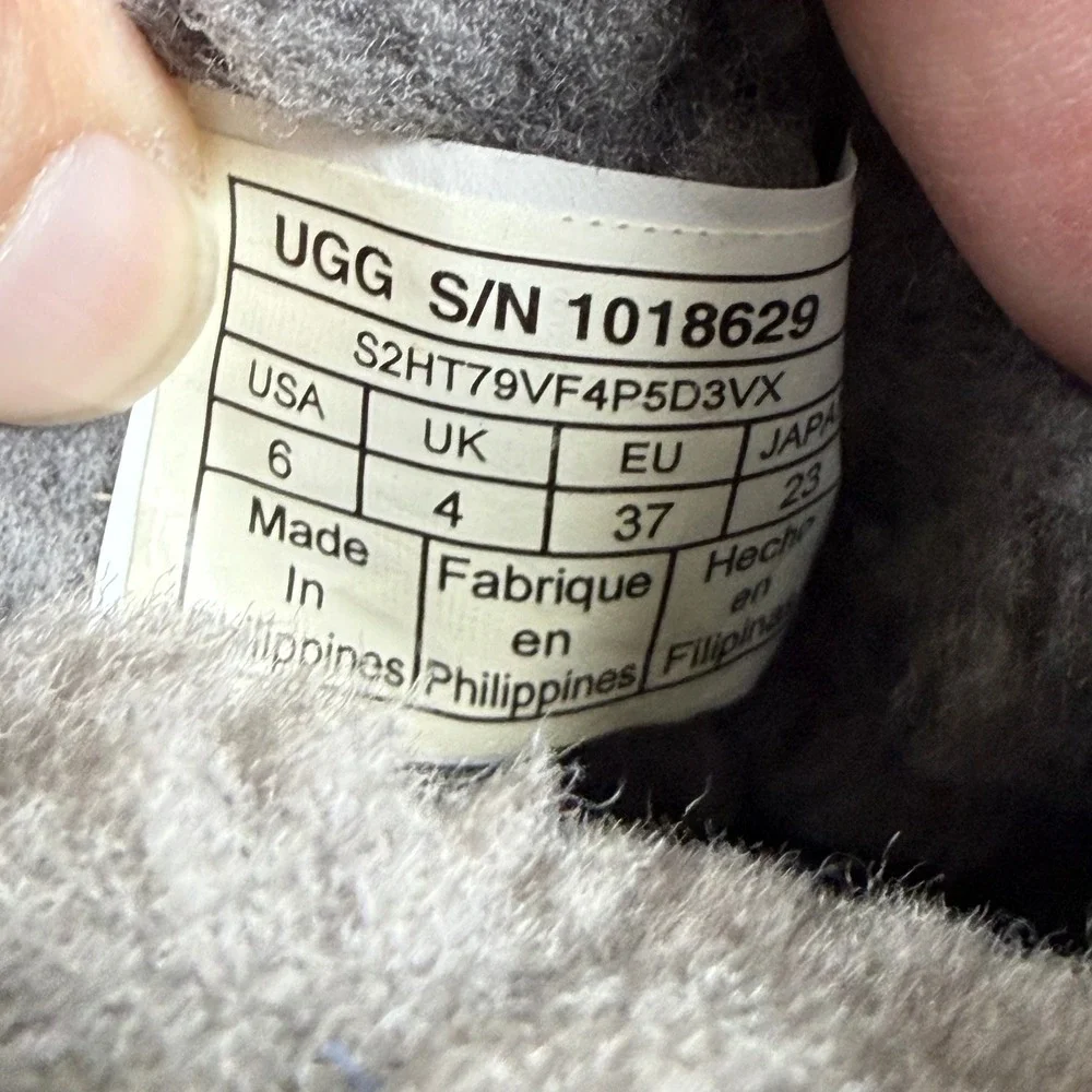 UGG Gita Grey Suede Shearling Lace Up Boots 1018629 Womens Size 6